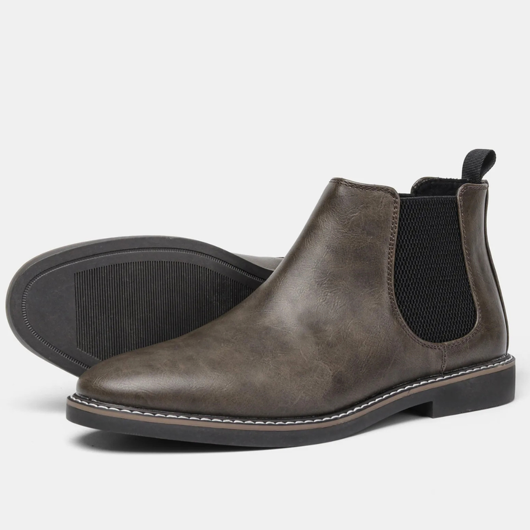 Mens Chelsea Boots Leather Slip-On Retro Style - BritishMode