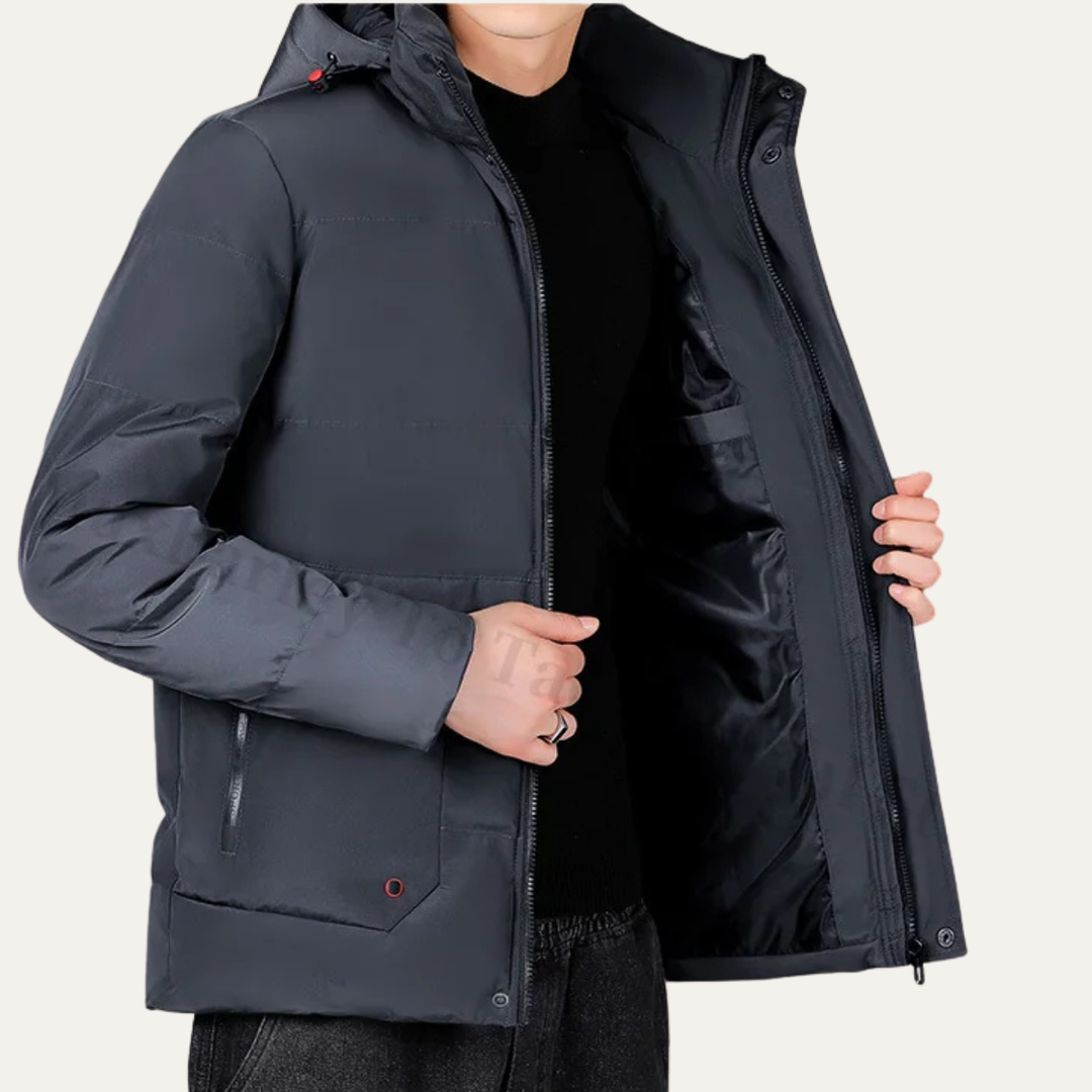 Mens Hooded Puffer Jacket Thick Warm Insulated