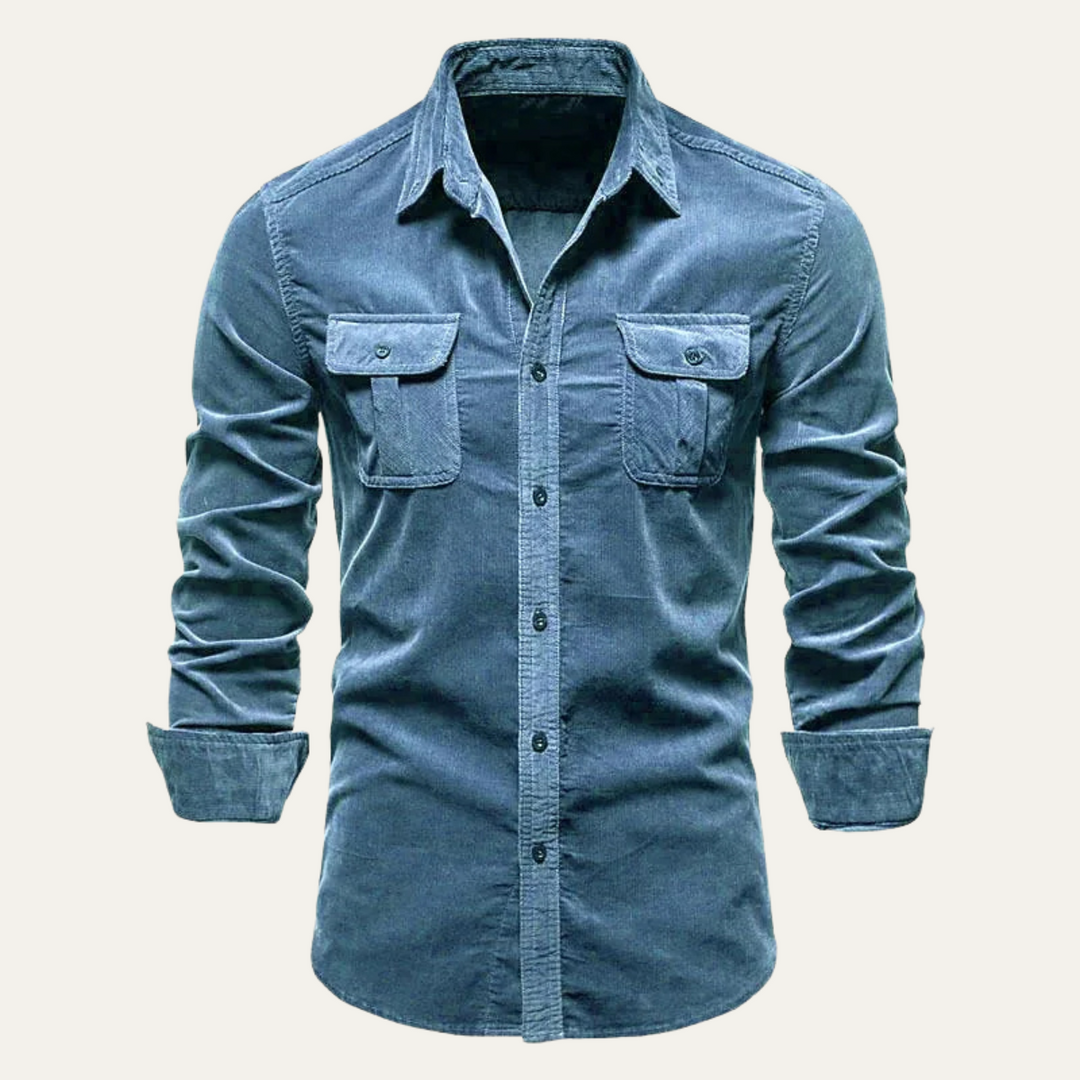Mens Casual Corduroy Shirt Button-Down Fit