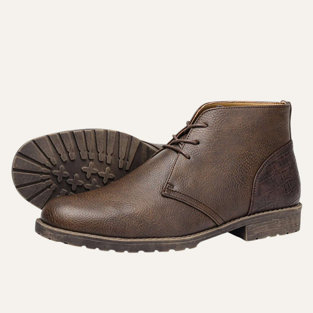 Mens Leather Lace-Up Ankle Boots Retro Style