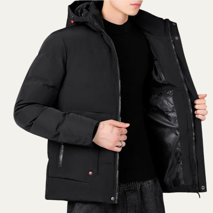 Mens Hooded Puffer Jacket Thick Warm Insulated