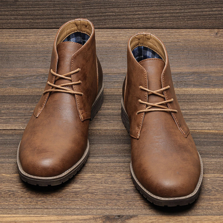 Mens Leather Lace-Up Ankle Boots Retro Style