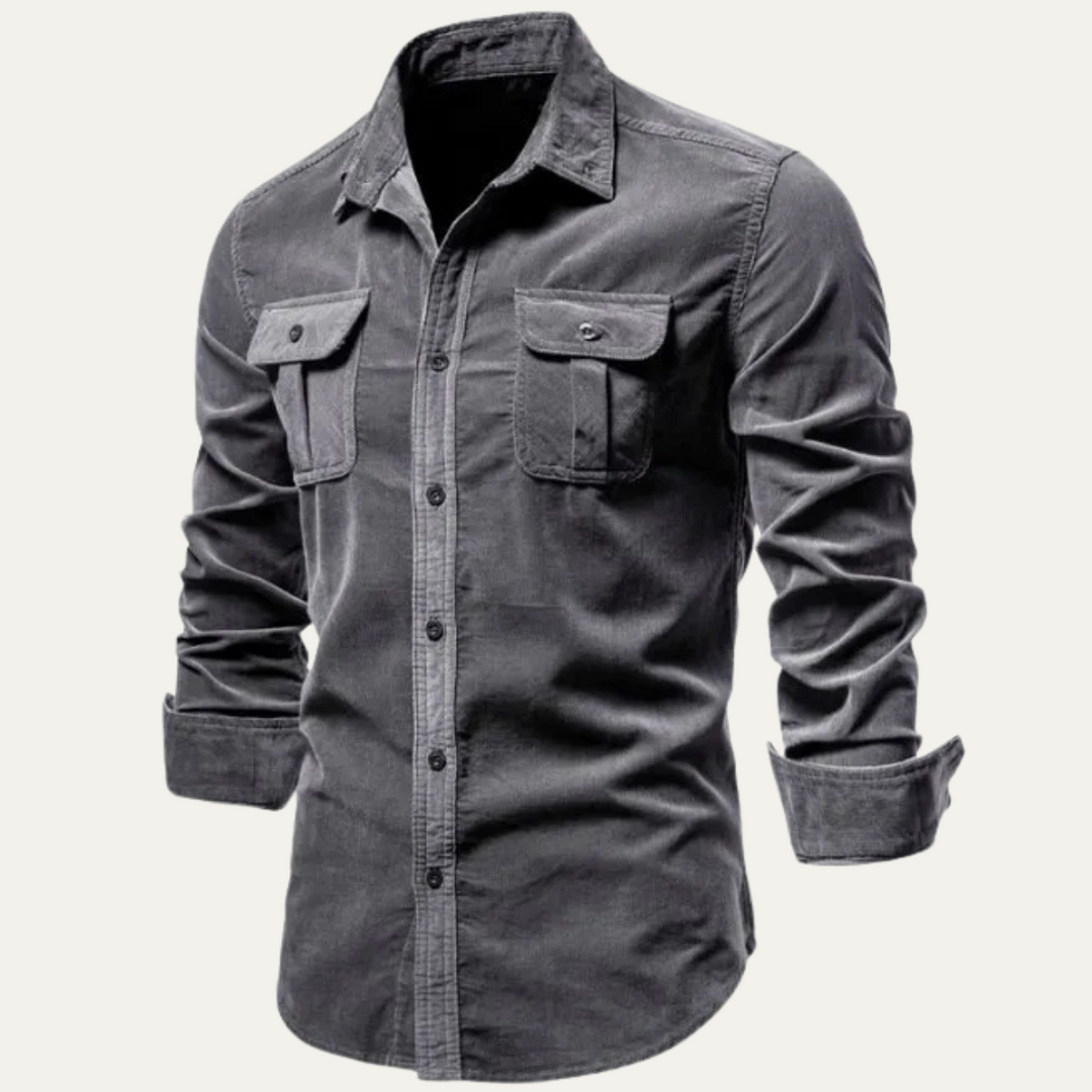 Mens Casual Corduroy Shirt Button-Down Fit