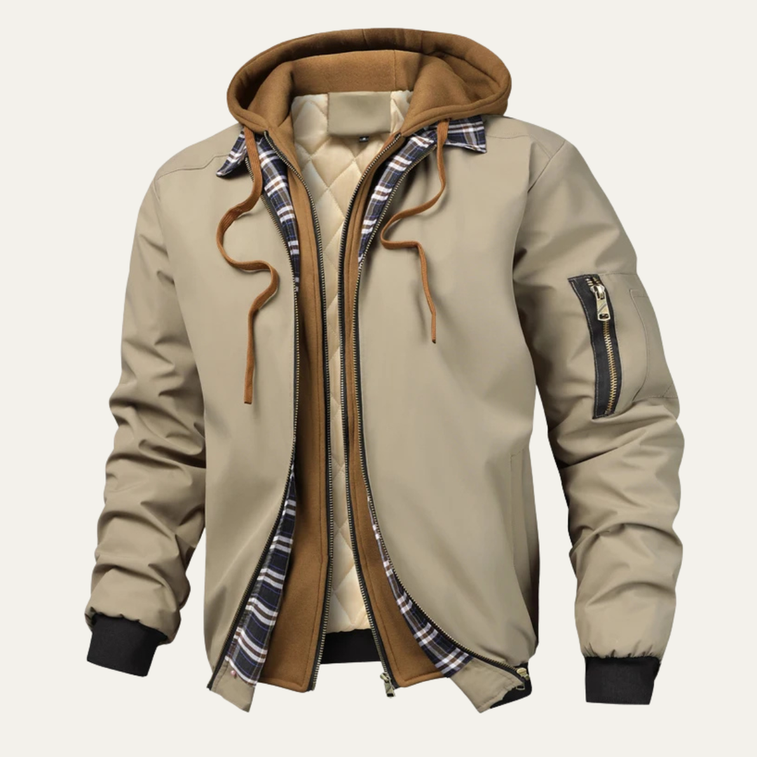 Mens Bomber Jacket with Hood Casual Warm Fit - BritishMode