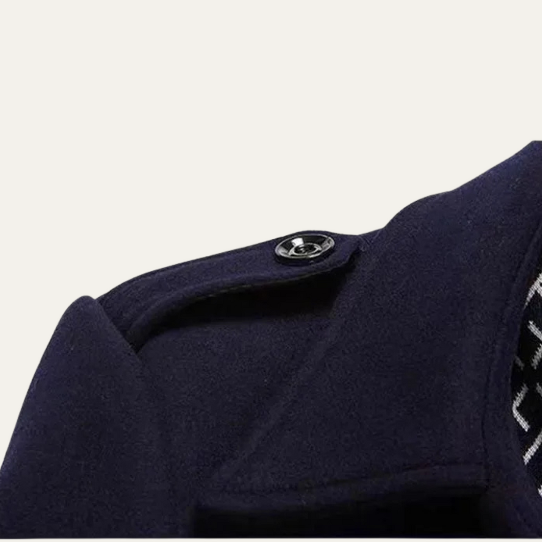Mens Double Breasted Trench Coat Wool Blend Smart Fit