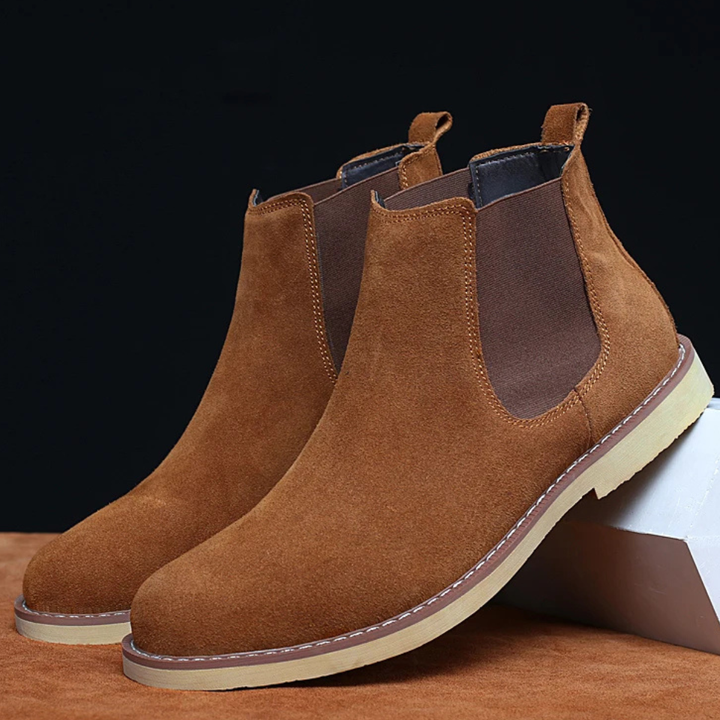 Mens Chelsea Boots Suede Zip Ankle Vintage Style