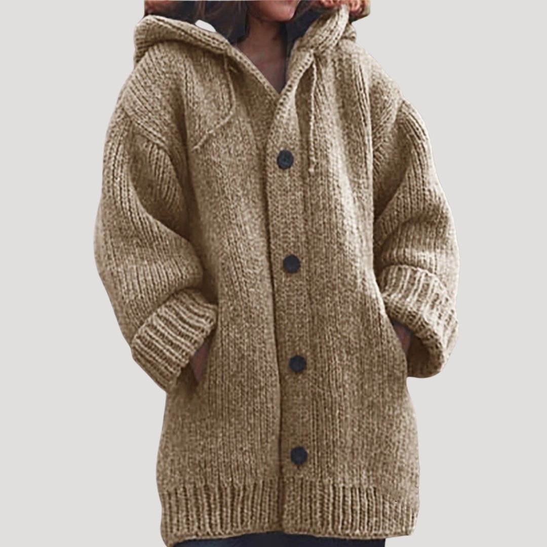 Womens Hooded Cardigan Sweater Soft Relaxed Fit