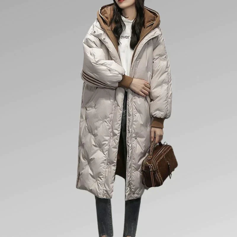 Womens Long Quilted Winter Coat Insulated Warm Fit
