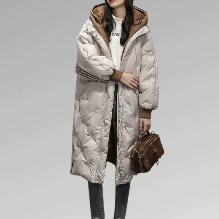 Womens Long Quilted Winter Coat Insulated Warm Fit