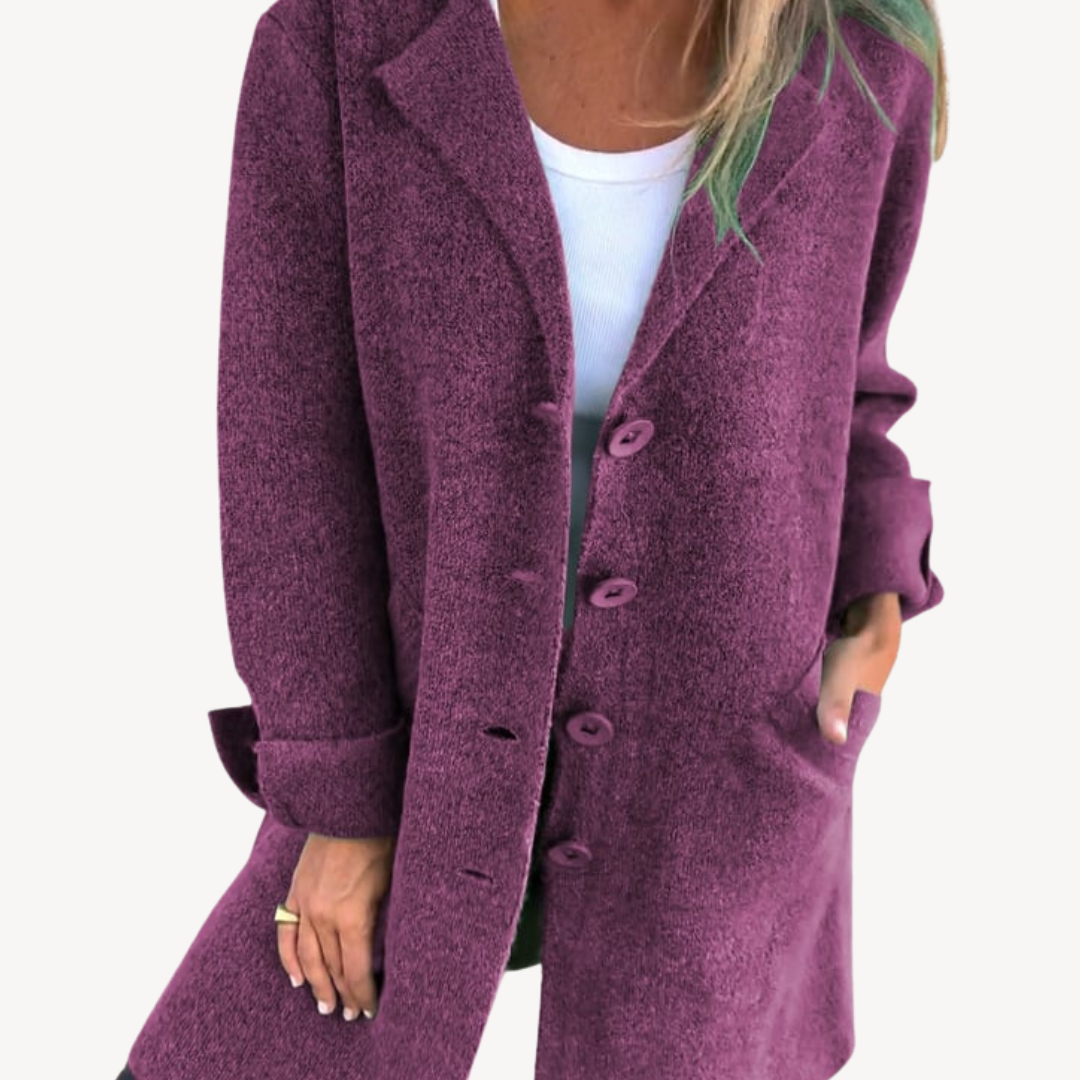 Womens Longline Wool Blend Coat Button Front