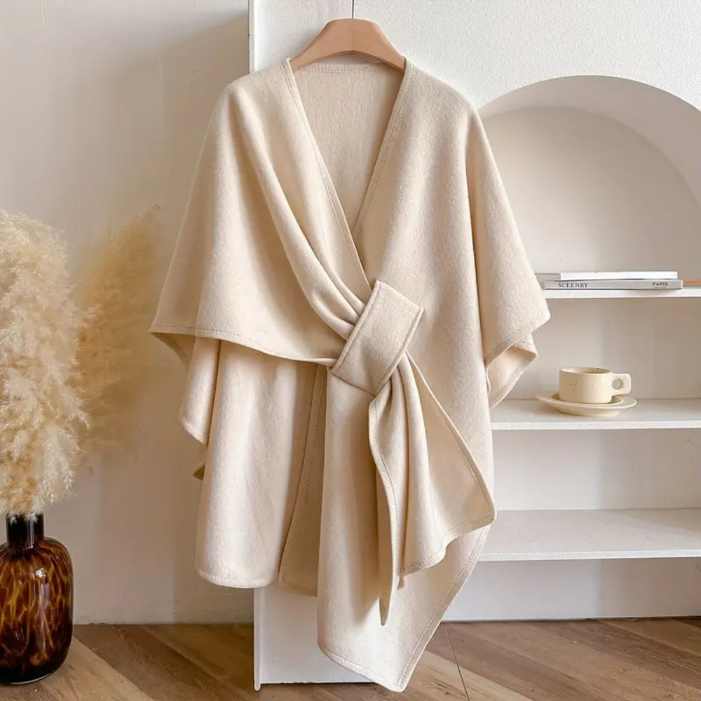 Womens Windproof Scarf Coat with Elegant Draped Fit