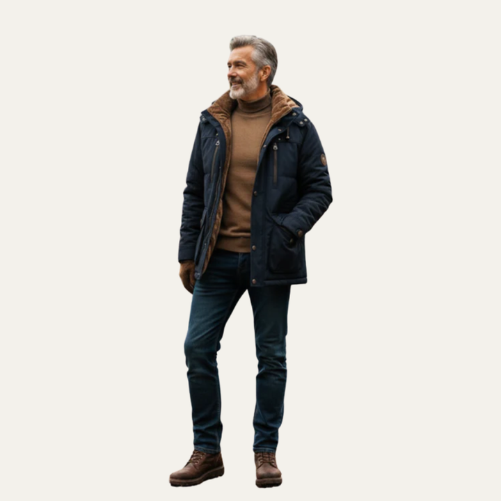 Mens Winter Parka Heavy Fur Lined Insulated