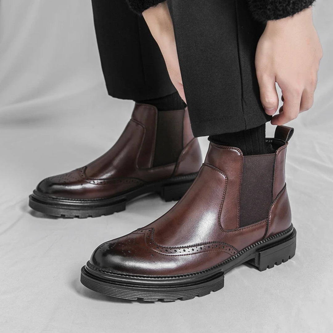 Mens Dress Chelsea Boots Leather Retro Anti-Slip Sole
