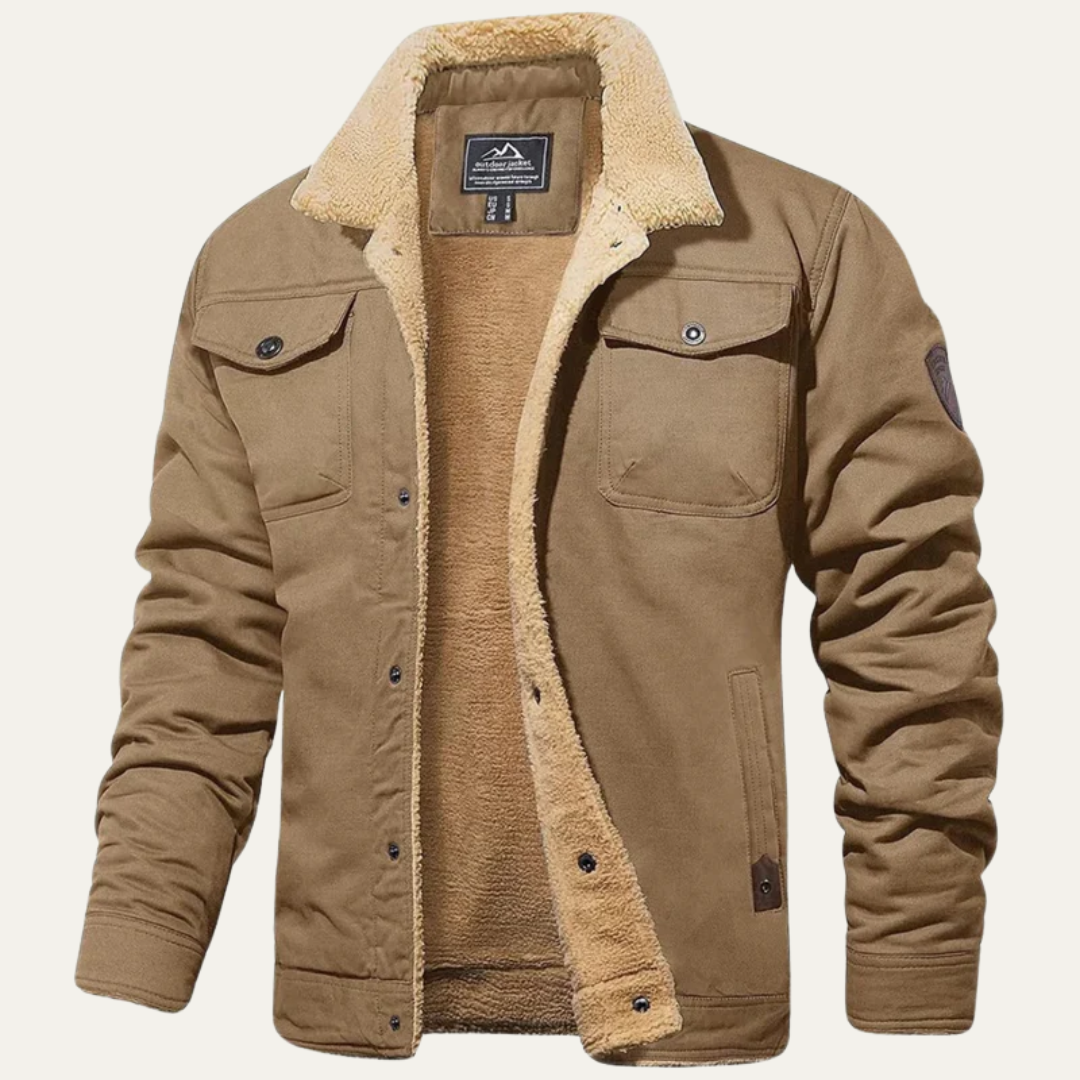 Mens Trucker Jacket Faux Shearling Lined Snap Front