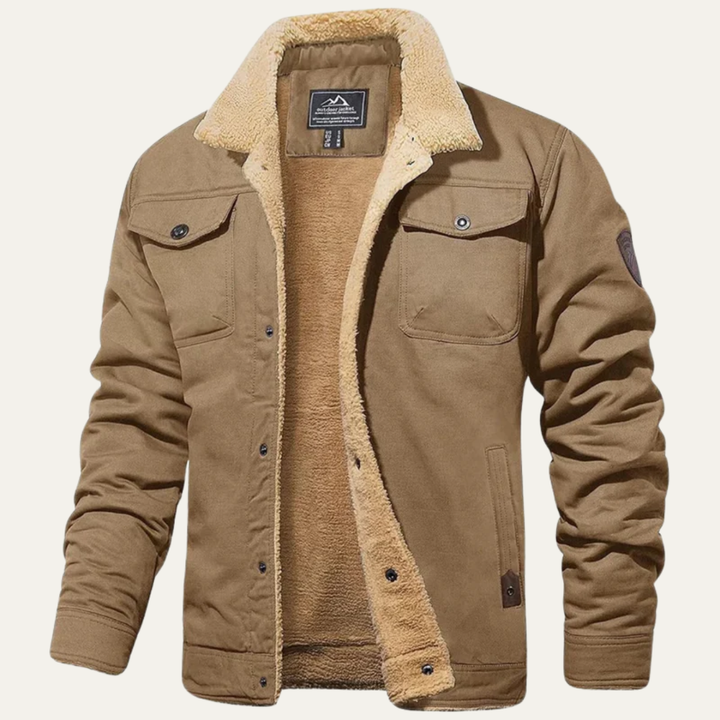 Mens Trucker Jacket Faux Shearling Lined Snap Front