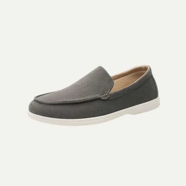 Mens Suede Slip-On Loafers Minimalist Apron Toe