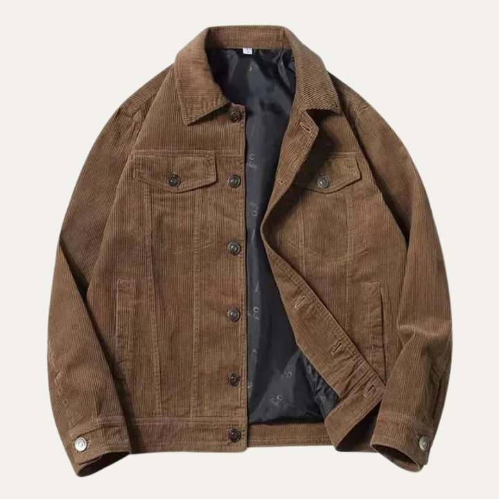 Mens Corduroy Trucker Jacket Classic Fit Chest Pockets