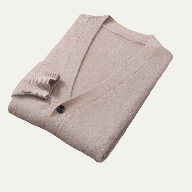 Mens Cashmere Knit Cardigan V-Neck Button Front