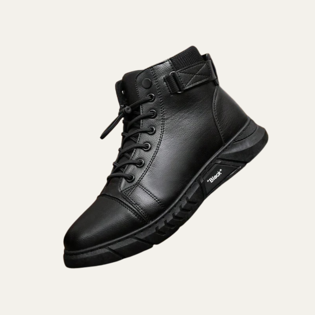 Mens High-Top Sneaker Boot with Strap and Lug Sole