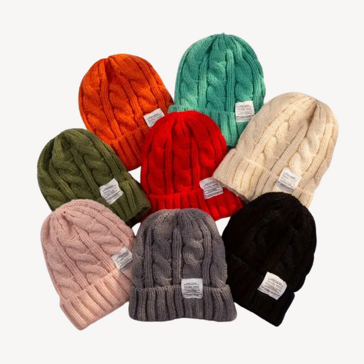 Womens Cable Knit Beanie Wool Blend Soft Fit