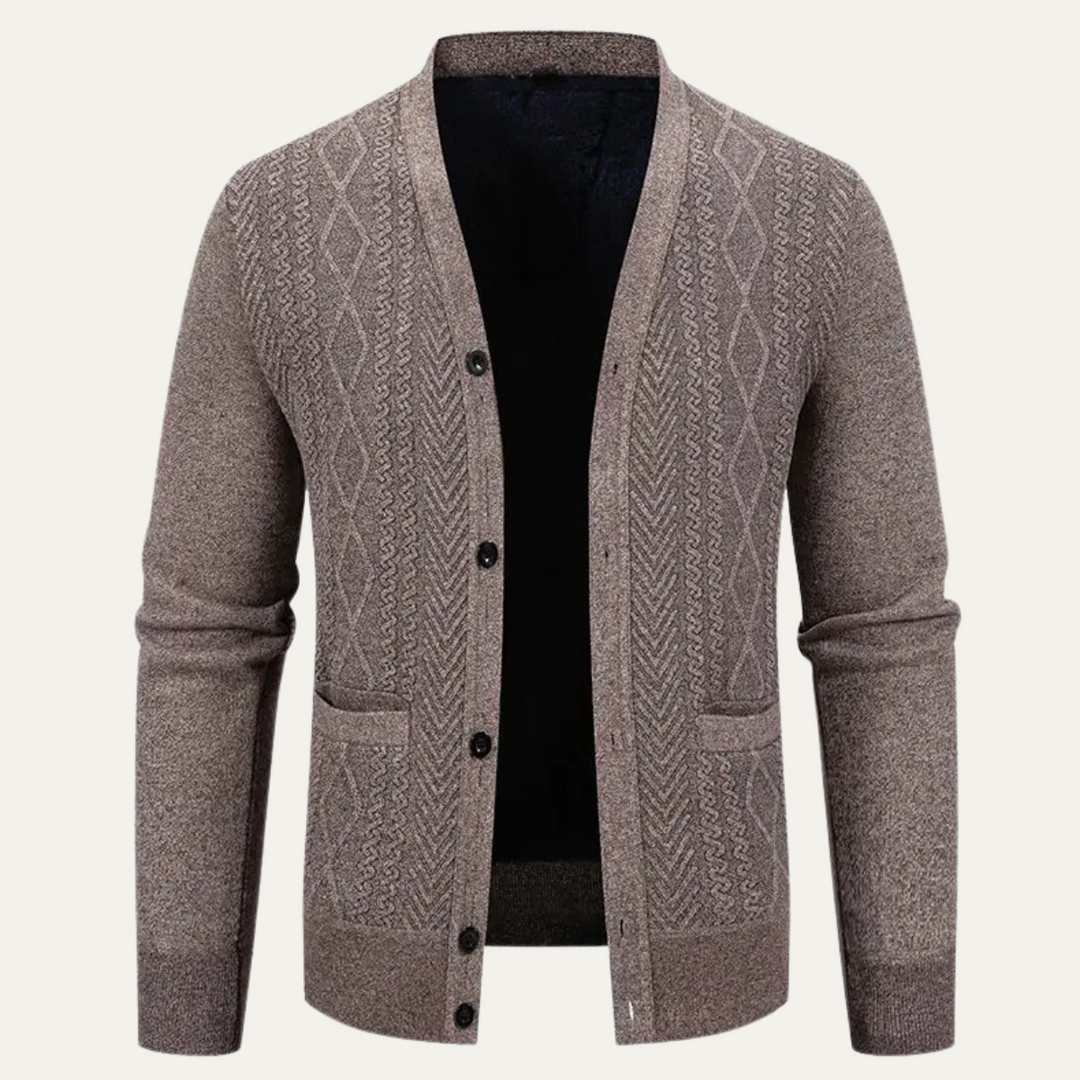 Mens Knit Cardigan Button-Up Casual with Pockets
