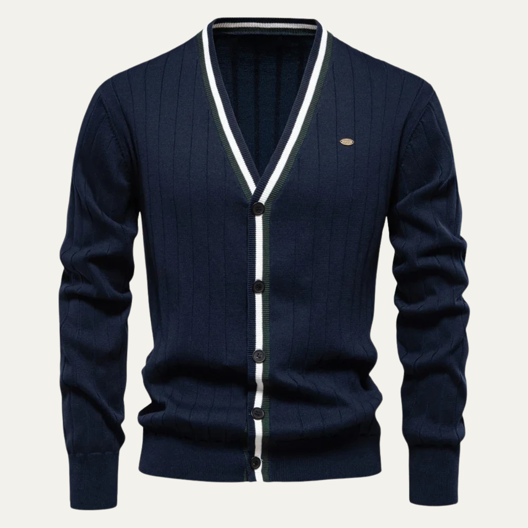 Mens Slim Fit V-Neck Cotton Knit Cardigan