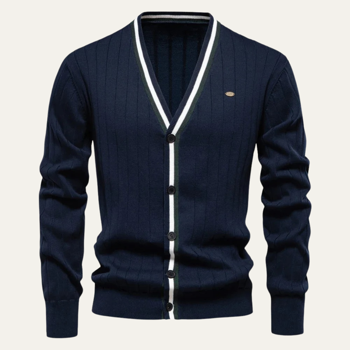 Mens Slim Fit V-Neck Cotton Knit Cardigan