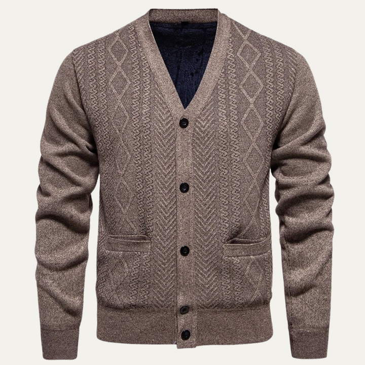 Mens Knit Cardigan Button-Up Casual with Pockets