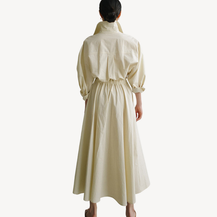 Womens Shirt Dress Cotton Linen Blend Relaxed Fit