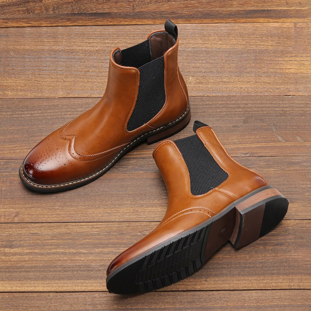 Mens Chelsea Boots Leather Classic Slip-On