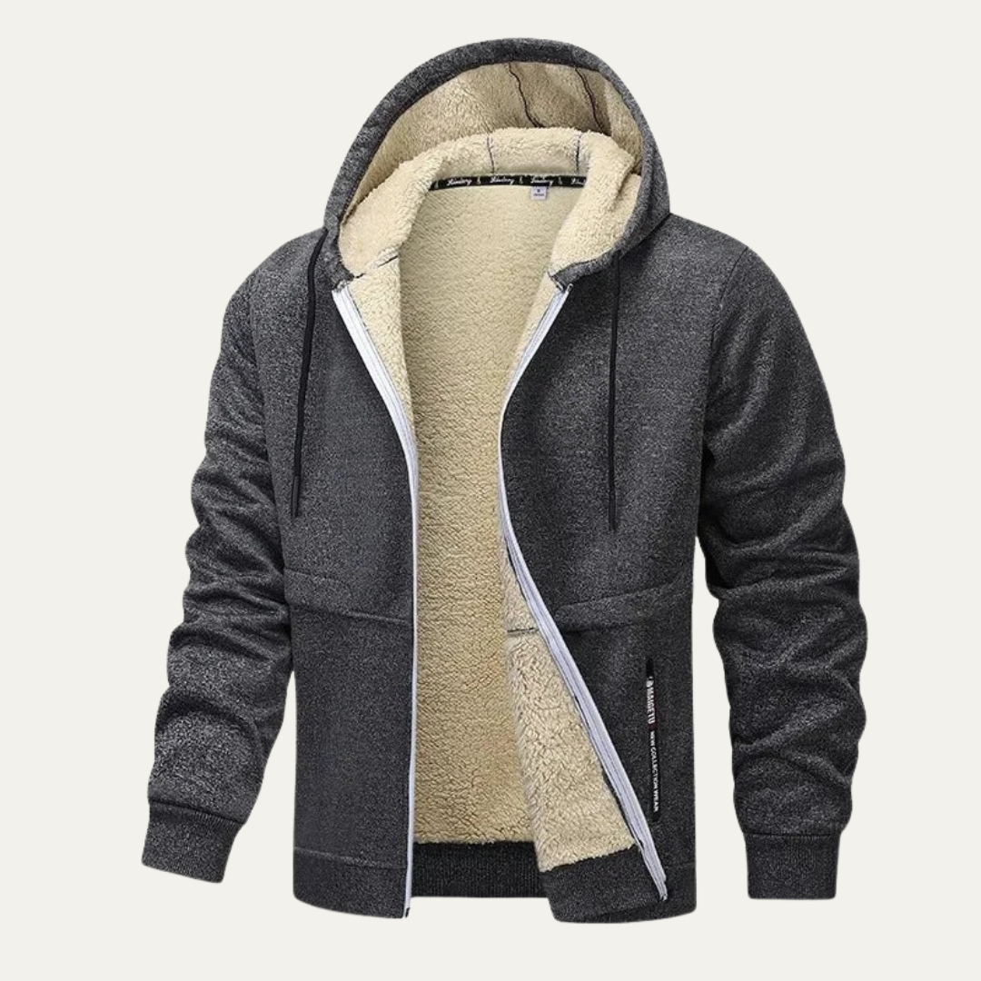 Mens Zip Hoodie Sherpa Lined Heavyweight