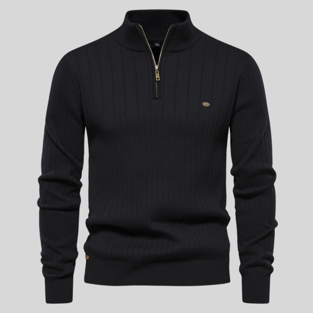 Mens Half-Zip Sweater Long Sleeve Knit - BritishMode