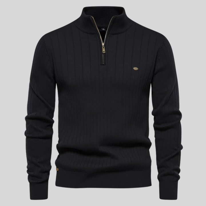 Mens Half-Zip Sweater Long Sleeve Knit - BritishMode