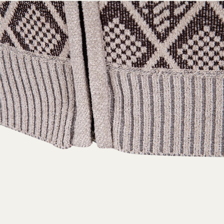 Mens Knit Jacket Diamond Pattern Smart Casual