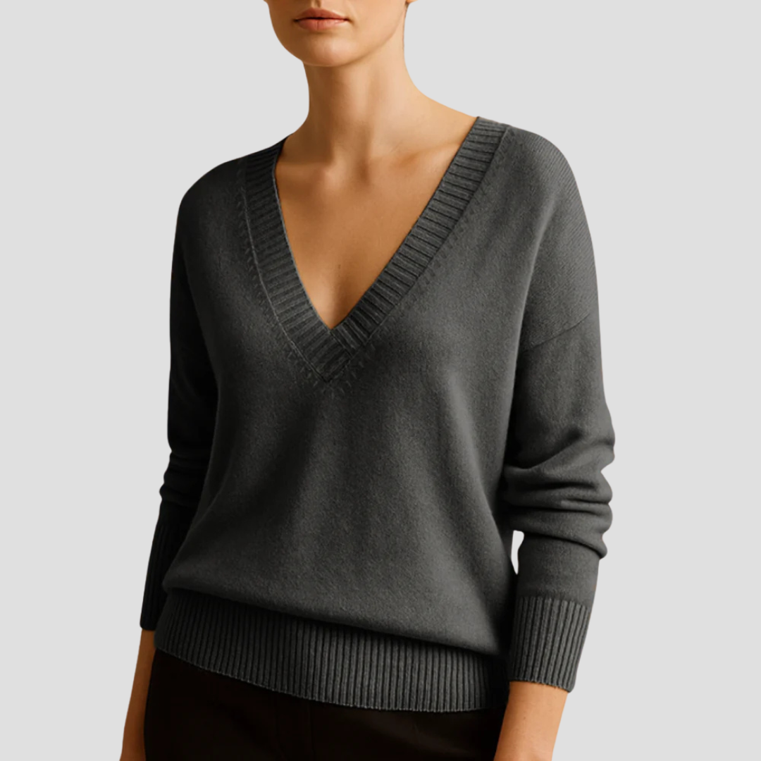 Womens Classic V-Neck Knit Sweater