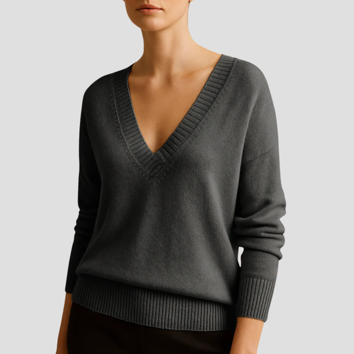 Womens Classic V-Neck Knit Sweater
