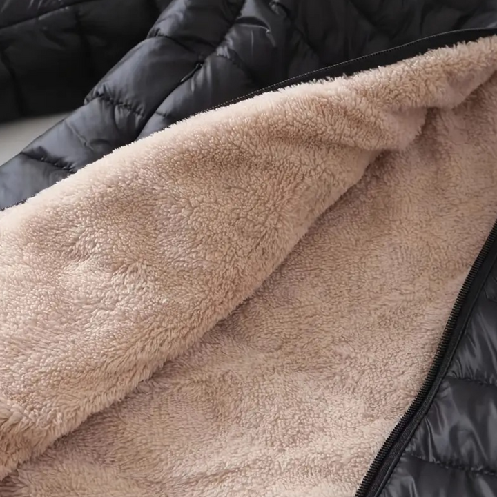 Womens Quilted Jacket with Faux Fur Lining Hooded