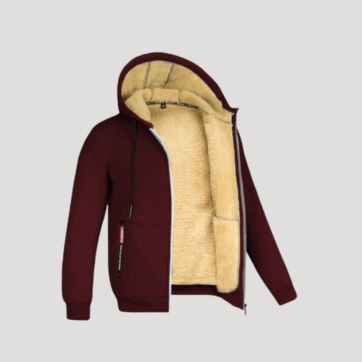 Mens Zip-Up Hoodie Thick Fleece Lined