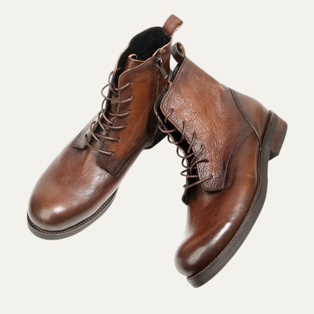 Mens Leather Casual Lace-Up Boots Retro Style