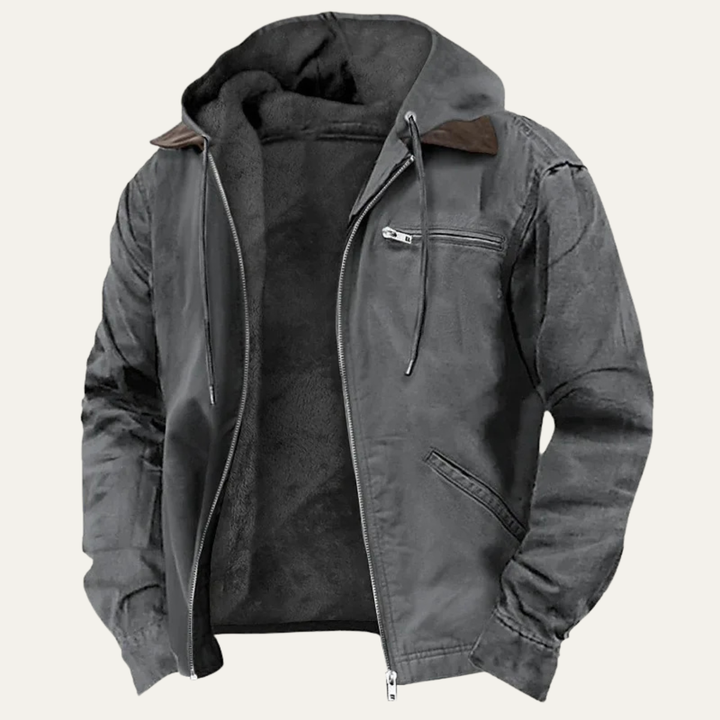 Mens Lightweight Hooded Jacket with Fleece Lining