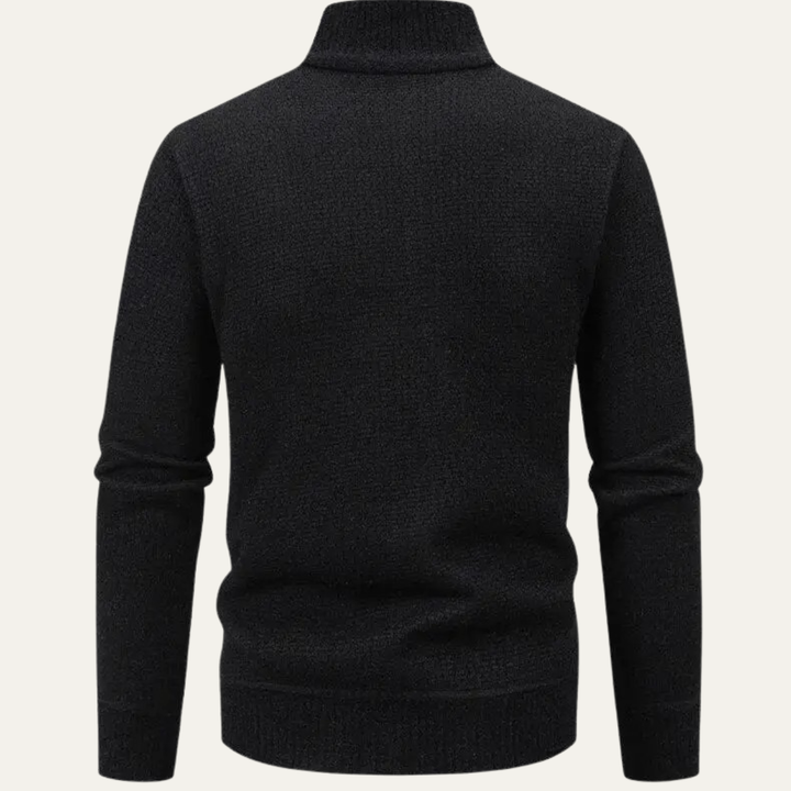 Mens Knitted Zip Cardigan Casual Stand Collar
