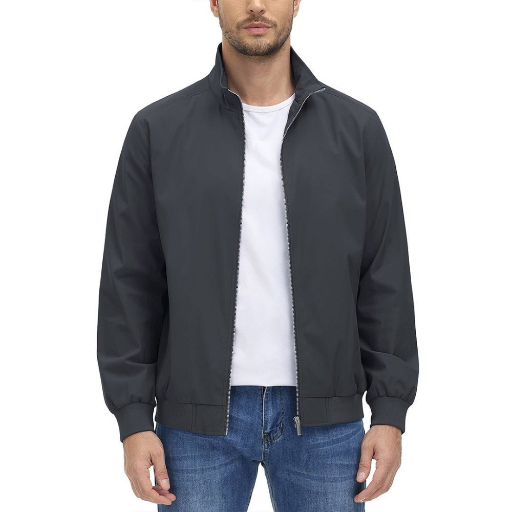Mens Blouson Jacket Zip Front Minimalist Style
