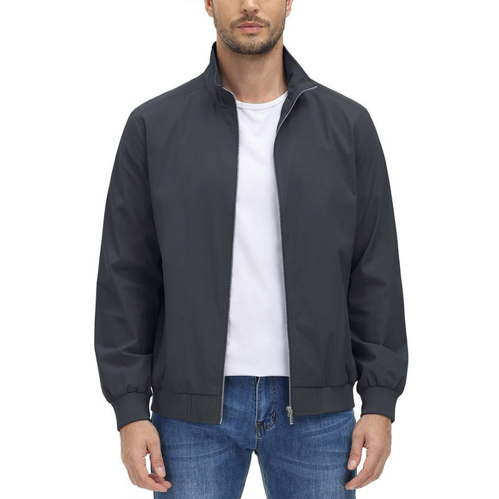 Mens Blouson Jacket Zip Front Minimalist Style