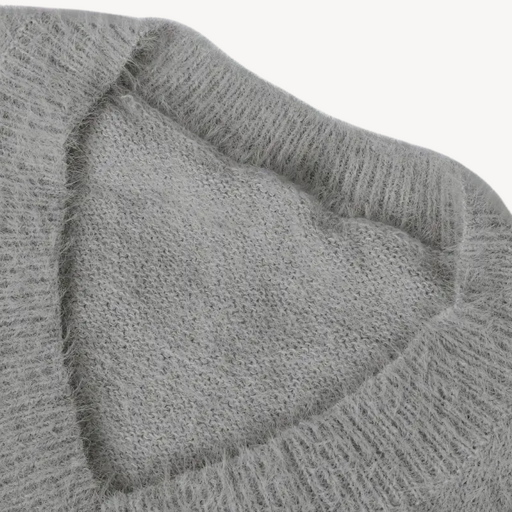 Womens V-Neck Sweater with Pearl Detail