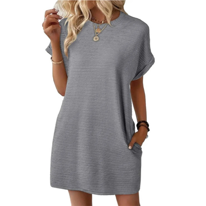 Womens Mini Dress with Short Sleeve and Pockets