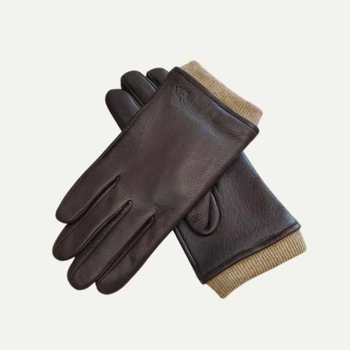 Mens Leather Driving Gloves Wool Lined Warm Fit