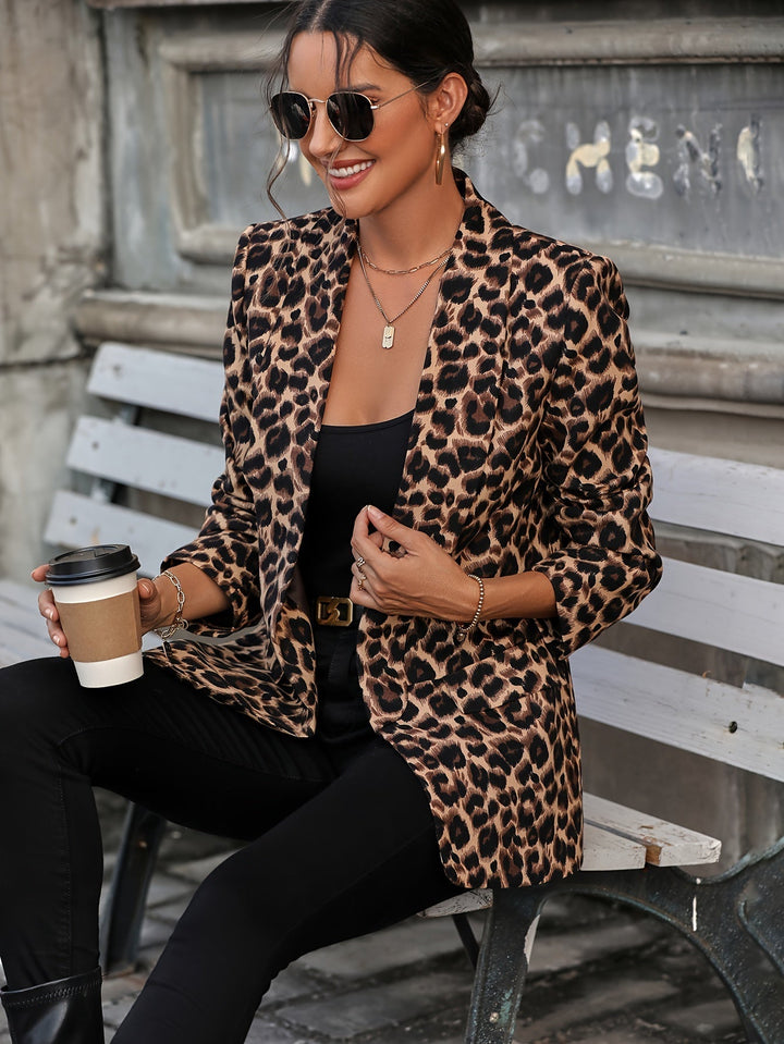 Womens Blazer with Leopard Print Stylish Fit