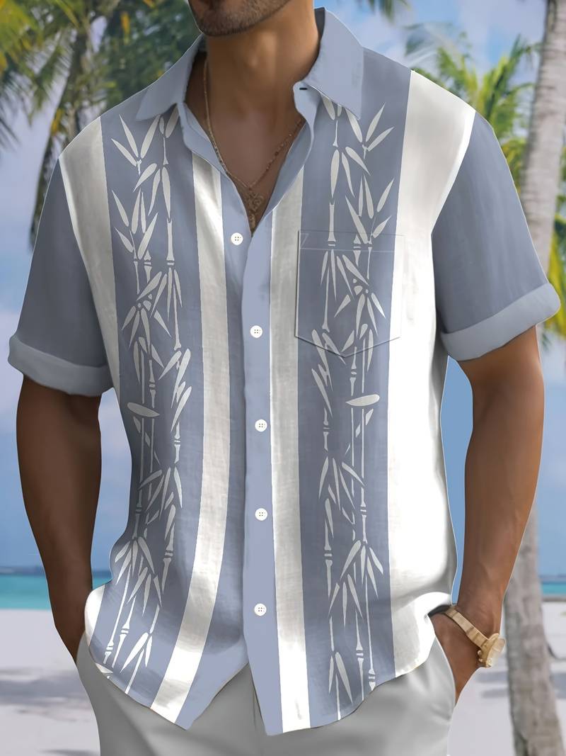 Mens Short-Sleeve Shirt Bamboo Fabric Regular Fit