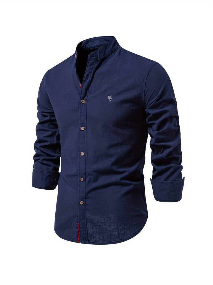 Mens Long-Sleeve Button-Down Shirt Cotton Regular Fit