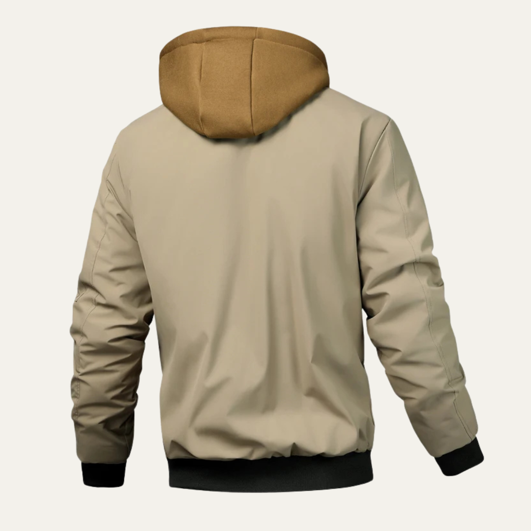Mens Bomber Jacket with Hood Casual Warm Fit